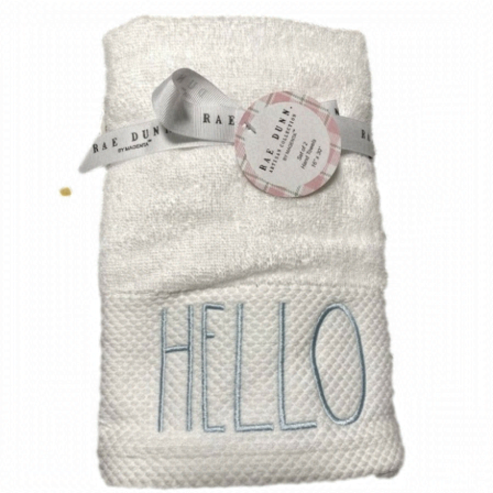 Rae DUNN HAND TOWELS (2) - HELLO SPRING